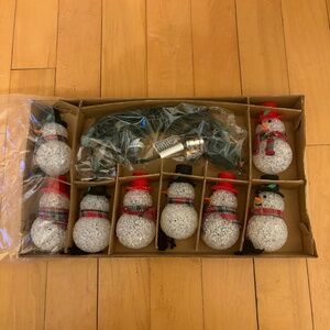 NIB Avon CHILLY SAM & SAMANTHA Snowman String 8 Lights Cover Set Popcorn Works